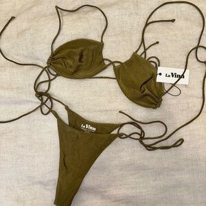 La Vinn Swim Lennon Top and Bowie Bottom in Olive